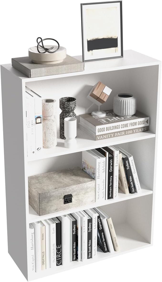 3 Tier Book Shelf，Wooden 3 Cube Storage Organizer, 33 Inch Versatile Cubes by NewBeth