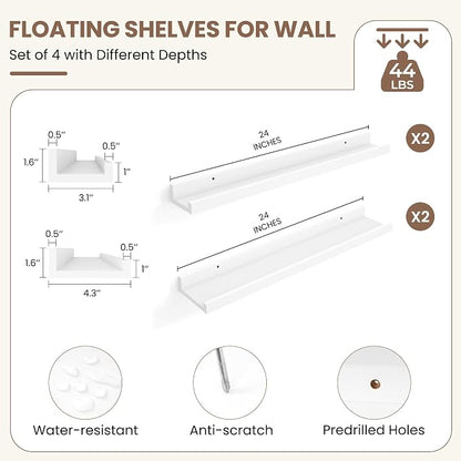 Fun Memories Picture Ledge Shelf, 24 Inch Picture Shelves - Image 3