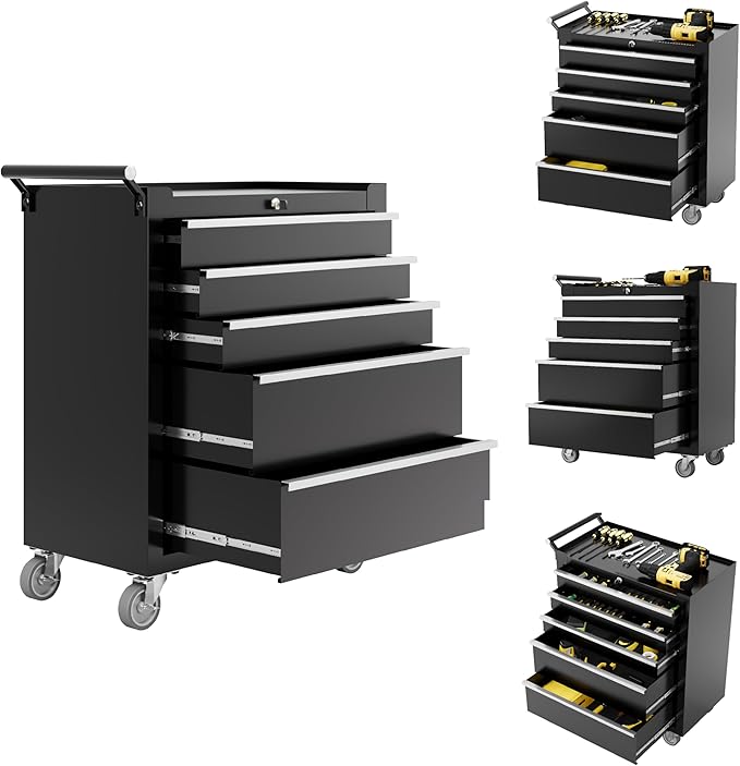Rolling Tool Chest with Wheels, 5 Drawer Tool Storage Cabinet, Portable Toolbox by Unknown