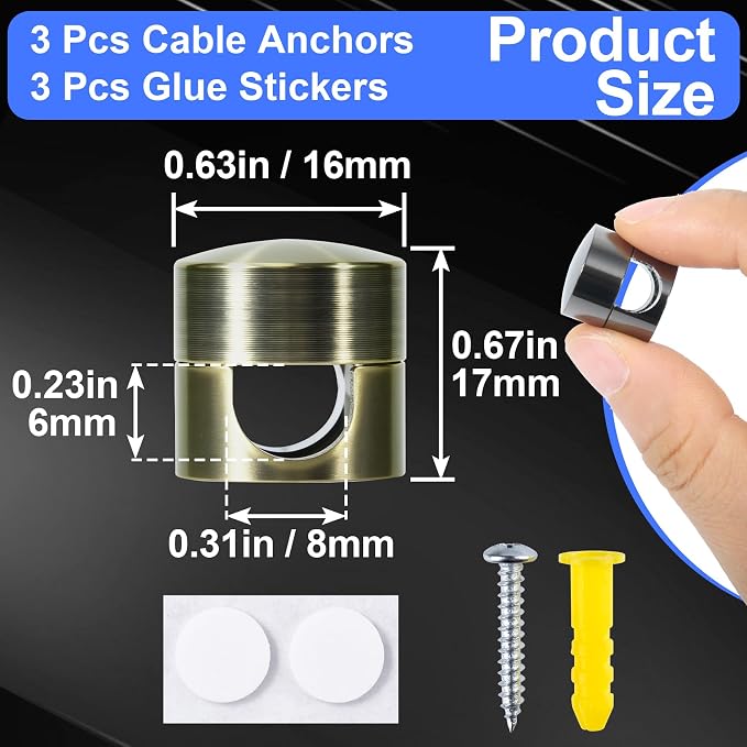 3 Sets Charger Holders for Cords, Adjustable Cable Anchor Holders, Adhesive - Image 2