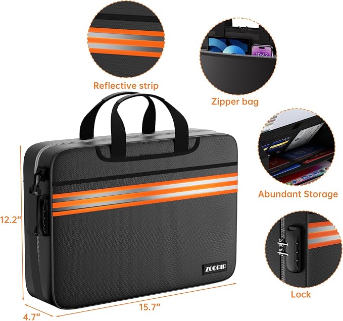Accordion File Organizer with Lock, Fireproof Document Organizer Bag with - Image 3