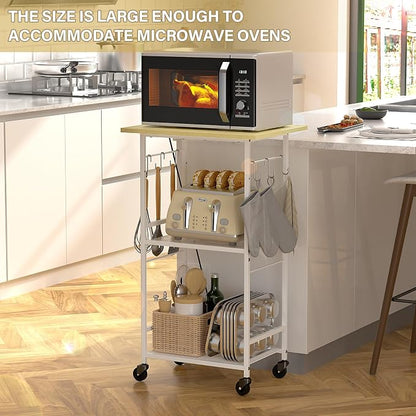 Rolling Kitchen Microwave Cart, 3 Tier Microwave Table Stand - Image 6