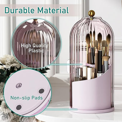 GAXmi Makeup Brush Holder with Lid Cosmetic Tools Organizer 360 Rotating - Image 7