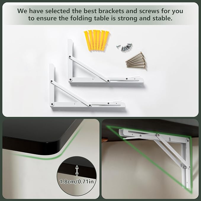 Clikuutory Wall Mounted High Gloss Folding Table, Wall Desk Fold Down - Image 8