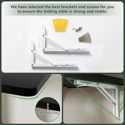 Clikuutory Wall Mounted High Gloss Folding Table, Wall Desk Fold Down - Image 8
