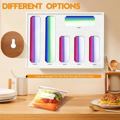 6 in 1 Bamboo Ziploc Bag Storage Organizer, Snack & Freezer Bags, Wall - Image 6
