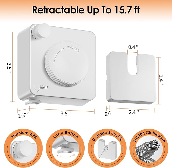 Yejay Retractable Clothesline Indoor, Non-Sagging Clothes Line Retracting - Image 4
