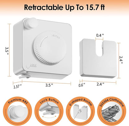 Yejay Retractable Clothesline Indoor, Non-Sagging Clothes Line Retracting - Image 4