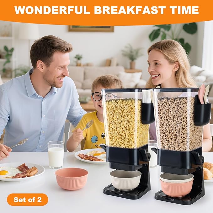 Cereal Dispenser Countertop Black 2 Pack - Image 2