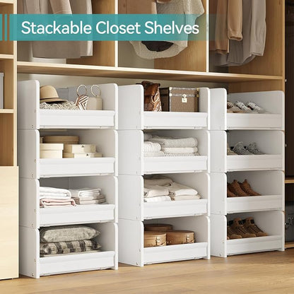 FOUCSSOMEI Closet Organizer and Storage, 4 Tier Stackable Storage Organizer - Image 2