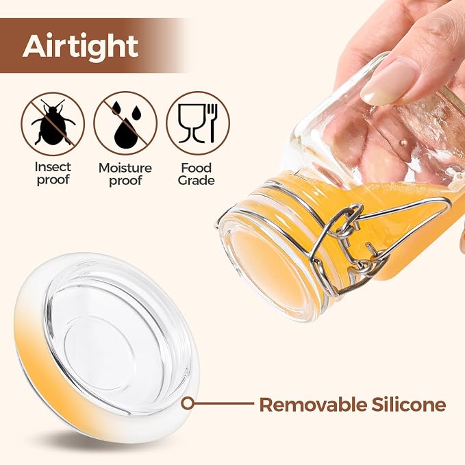 ComSaf Set of 12 Square Glass Spice Jars - Image 4