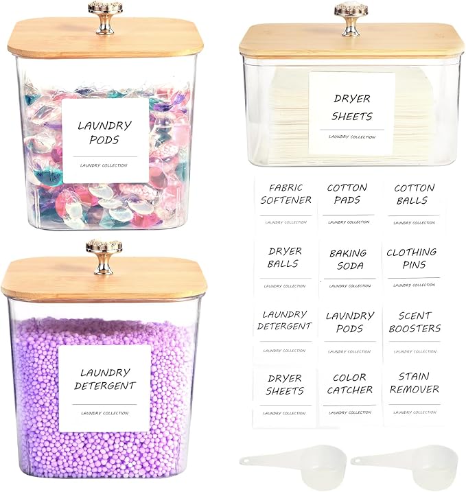 3 Pack Laundry Room Organization Storage Containers, Plastic Clear Laundry Pods - Image 7