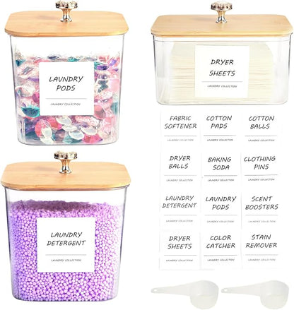 3 Pack Laundry Room Organization Storage Containers, Plastic Clear Laundry Pods - Image 7