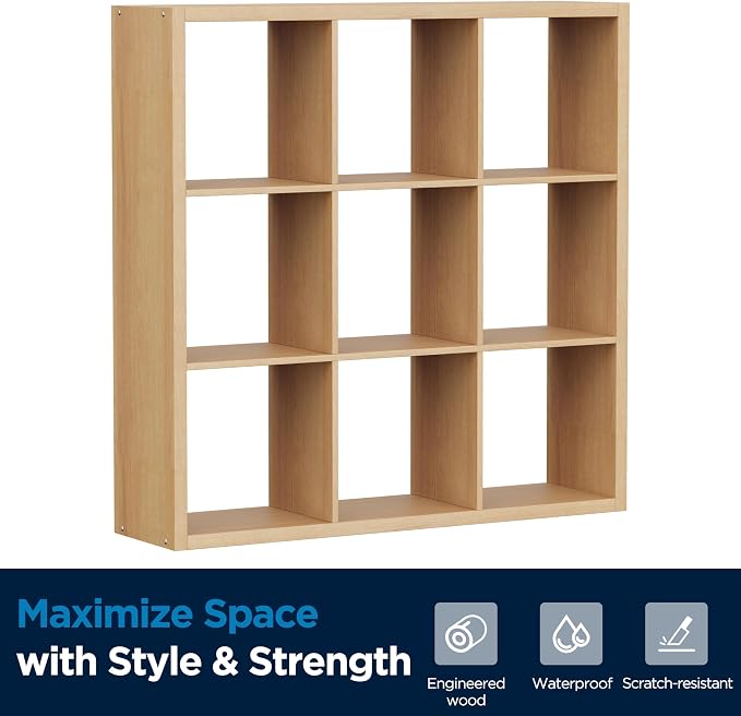 9-Cube Storage Organizer, Wooden Cube Shelf Bookcase - Image 8