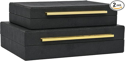 Faux Shagreen Leather Jewelry Boxes Set of 2 by DECOR4SEASON