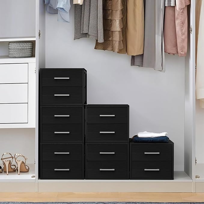 BOLUO Stackable Storage Drawers Narrow Closet Organizers and Storage Fabric - Image 2