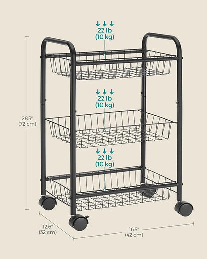 SONGMICS 3-Tier Metal Rolling Cart on Wheels - Image 5