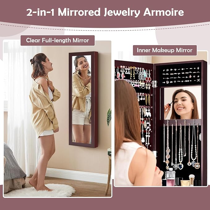 HAPPYGRILL Wall Mounted Jewelry Cabinet - Image 6