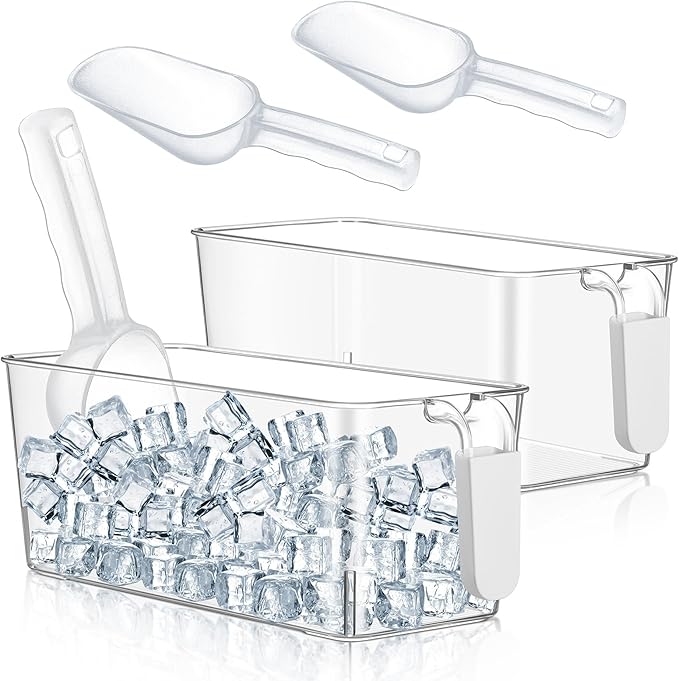 Havawish Ice Storage Bin and Flexible Scoop Set Plastic Freezer Bin by Havawish