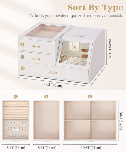 Homde Women Mirror Jewelry Box: Organizer Case - Image 2