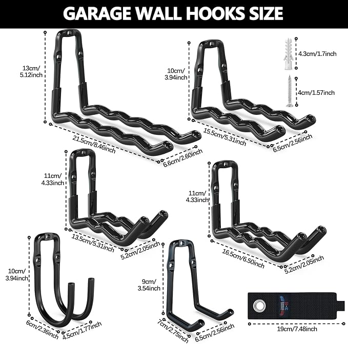 3-H Heavy Duty Garage Hooks 14 Pack, One-Piece Construction Garage Wall Hooks - Image 6
