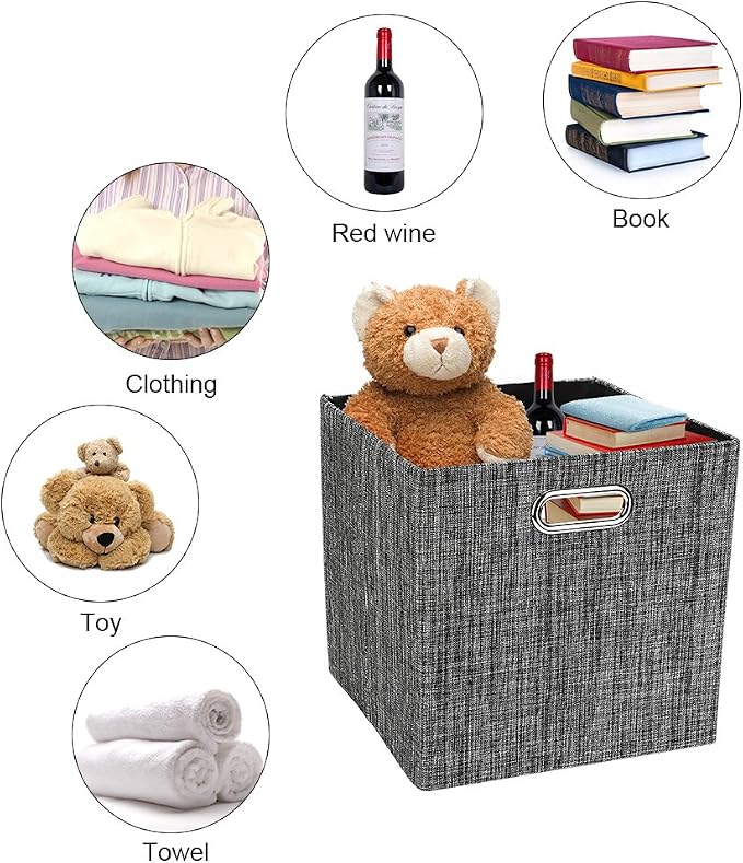 Posprica Collapsible Storage Cubes, 11×11 Heavy Duty Fabric Stroage Basket Bins - Image 5