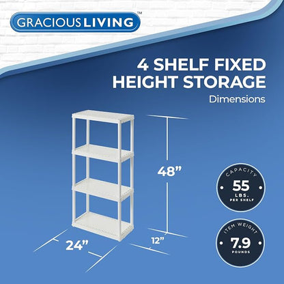 Gracious Living 4 Shelf Fixed Height Solid Light Duty Storage Unit 12 x 24 x 48 - Image 3