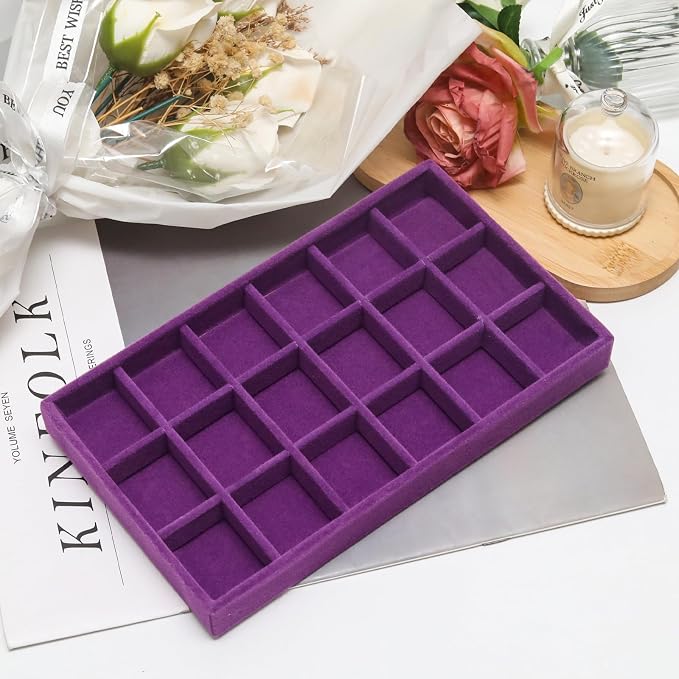 Velvet Jewelry Trays for Drawers, Ring Earring Holder Organizer Storage Display - Image 4