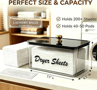 Dryer Sheet Holder with Lid, Acrylic Dryer Dispenser Container Box | - Image 2