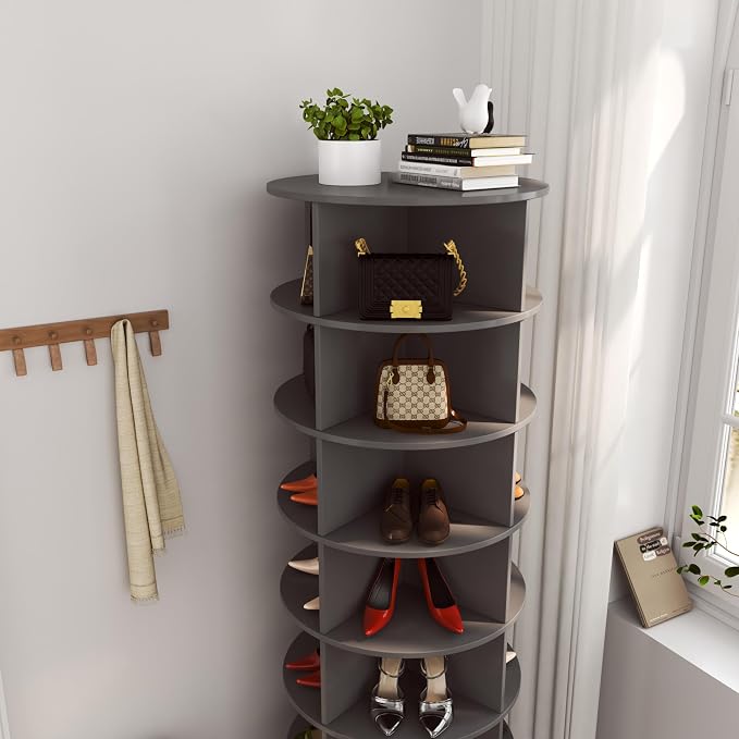 6 Tier / 7 Tier Rotating Shoe Rack Tower, Modern Free Standing 360° Revolving - Image 5