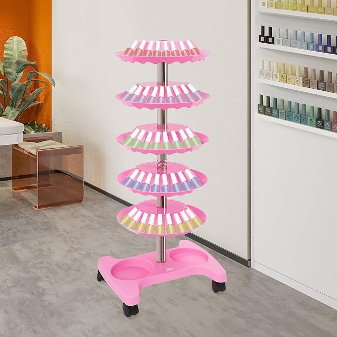 5-Tier Polish Carousel, 120-Bottle Cosmetic Tower w/Stainless Steel Core - Image 8