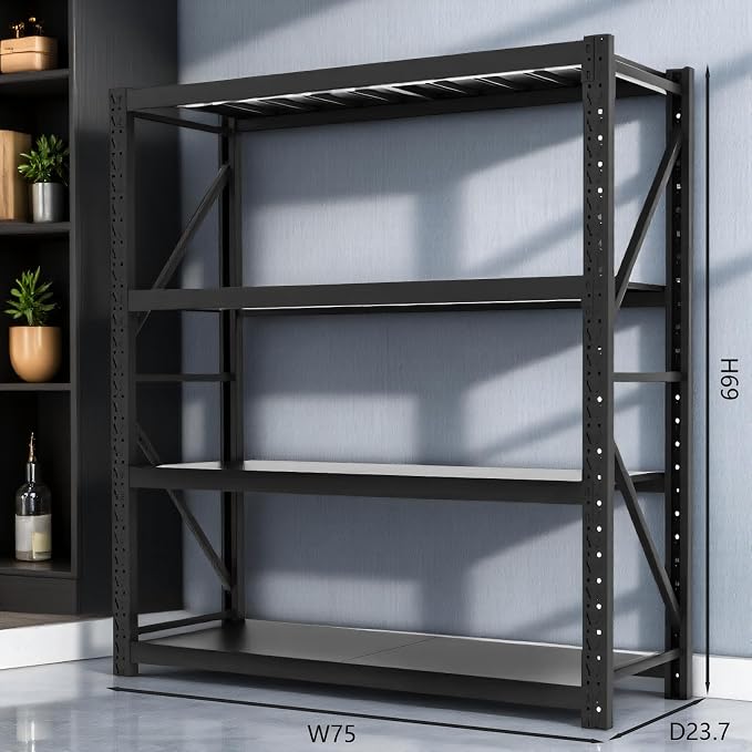 Heavy Duty Warehouse Shelving 4-Tier Industrial Steel Storage Shelves, 2600LB - Image 2