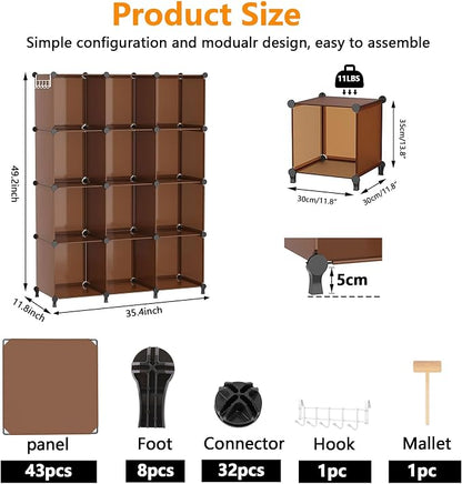 AWTATOS Cube Storage Organizer, Storage Cubes Shelves Bookshelf, 12 Cube Closet - Image 3