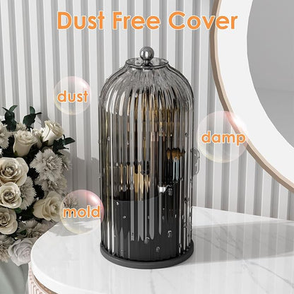 Makeup Brush Holder with Lid 360 Rotating Clear Dustproof Make Up Organizers - Image 4