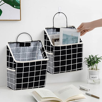 2 Pcs Wall-hanging Storage Bags, Desktop Organizer Basket Cotton Linen Hanging by Unknown