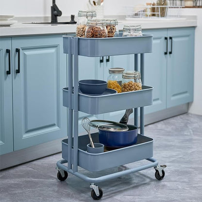 3 Tier Rolling Cart Metal Heavy Duty Utility Cart - Image 5
