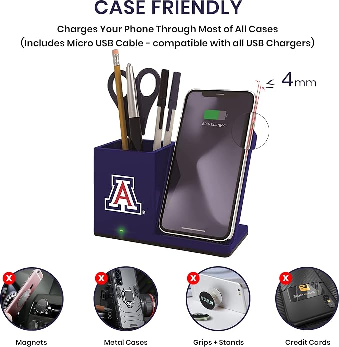 SOAR NCAA Unisex Cell Phone Wireless Charging Stand and Desktop Organizer - Image 5