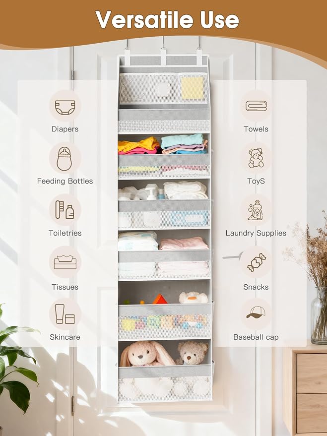 Criusia 2 Pack Over The Door Organizer, Heavy-Duty 6-Shelf Hanging Storage - Image 6
