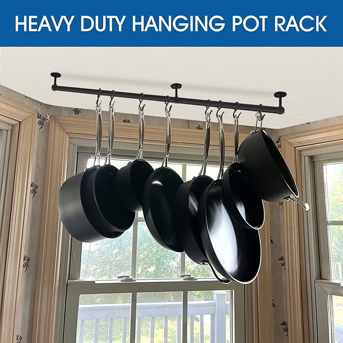 ROTHLEY Hanging Pot Rack Hanger: 39.4 Inch Stainless Steel Pot and Pan Hanger - Image 6
