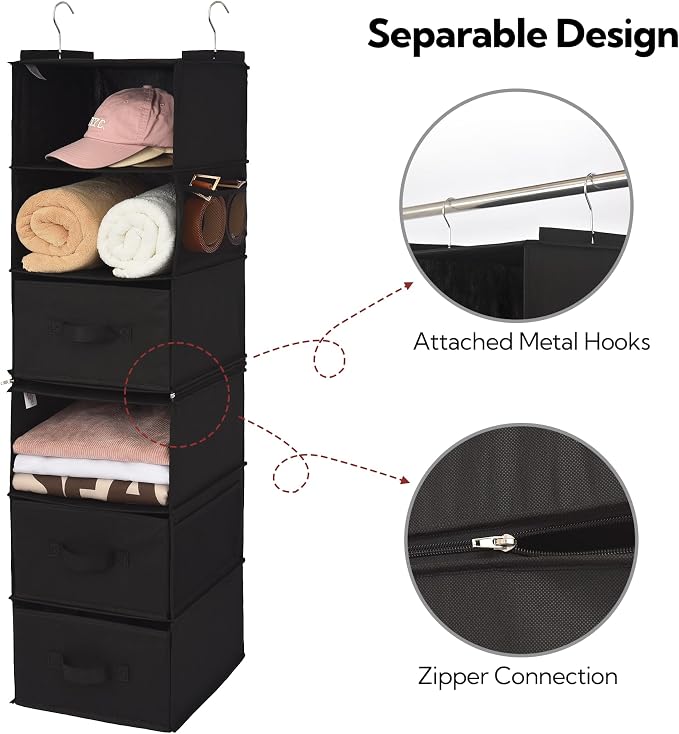GRANNY SAYS 6-Shelf Hanging Closet Organizers and Storage, Separable to 2 Pack - Image 7