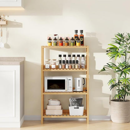 HOOBRO Bamboo Storage Shelf, 4-Tier Freestanding Shelving Unit, 23.6 x 10.2 x - Image 2