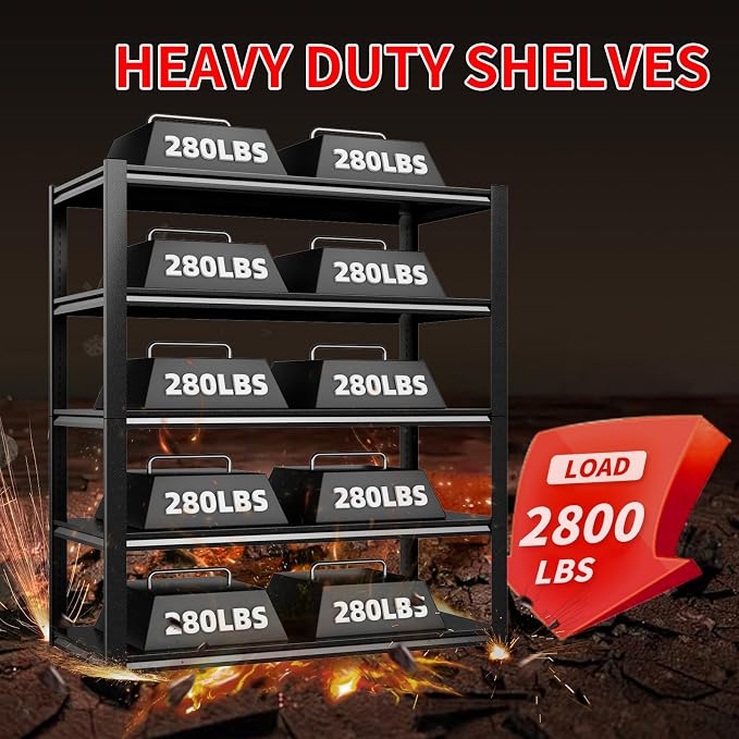 2800LBS Heavy Duty Garage Shelving, 47.2"W Adjustable Garage Storage Shelves - Image 6