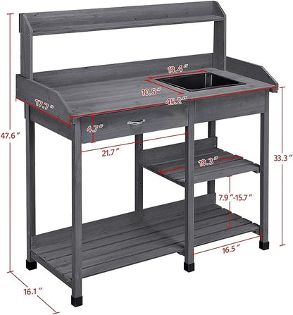 Yaheetech Outdoor Potting Bench Table Potters Benches Garden Workstation - Image 3