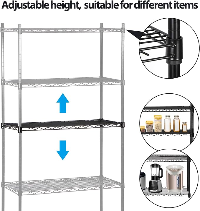 SUPER DEAL Black 5-Shelf Heavy Duty Storage Wire Shelving Unit - Image 5