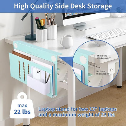 LUKETURE Desk Side Storage Laptop Holder No Drill Clamp On Organizer | Steel - Image 2
