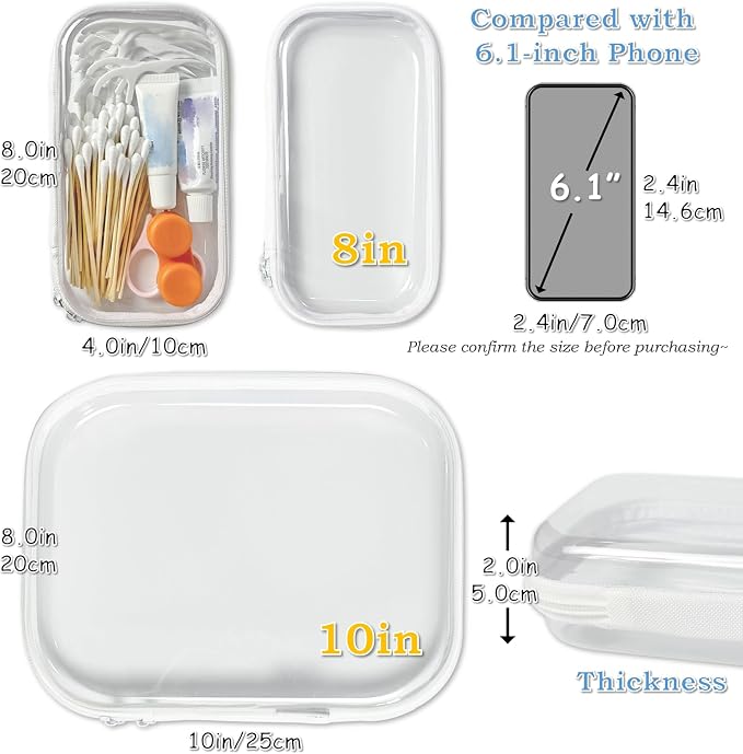 Clear Hard Zipper Case for Storage, Durable Clear Zipper Pouches, Hard Plastic - Image 2