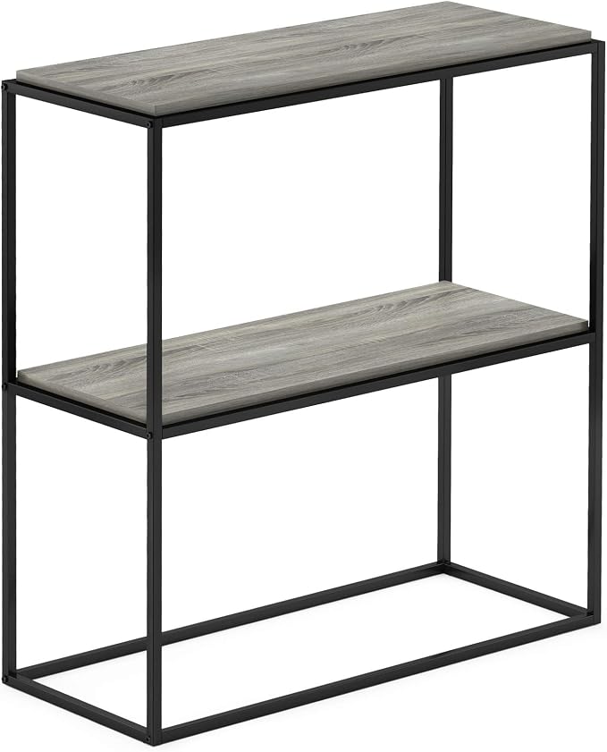 Furinno Moretti Modern Wide Stackable Metal Shelf, French Oak Grey - Image 4