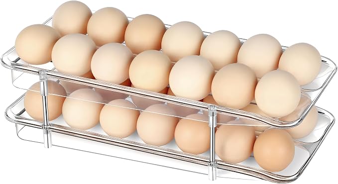 Refrigerator Egg Holder, Self-Rolling Refrigerator Egg Container, Stackable Egg by Unknown
