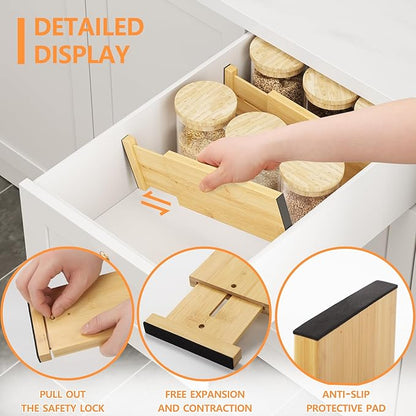 BAMEOS 4" High Bamboo Drawer Dividers - Image 6