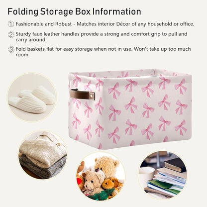 Pink Bow Foldable Storage Basket - Image 5